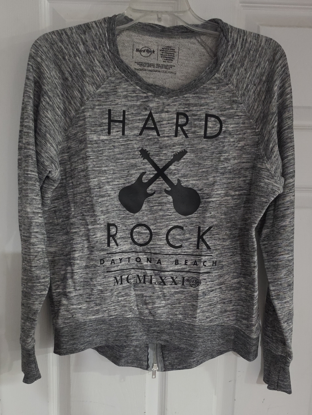 Hard Rock Cafe Women's Gray Marled Crewneck Pullover with Logo